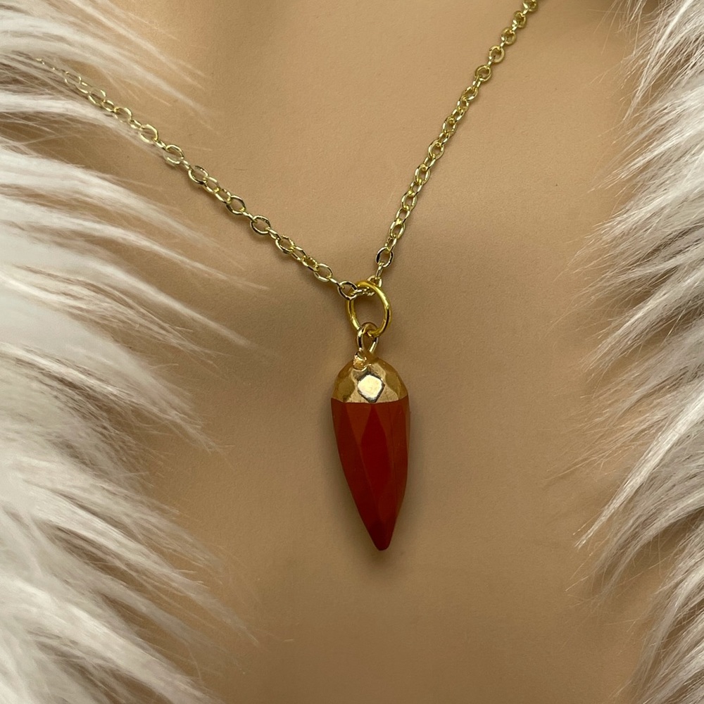 Red River Jasper Pendant Necklace Gold Pl Artisan Designed - Picture 8 of 8